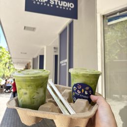 Mango matcha latte