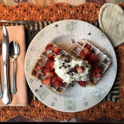 Chocolate Chip B&B - Delectable waffles with strawberries!