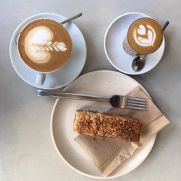 Perfect coffee with the perfect pastry to go with it! I cannot remember the name of the pastry but it contained coconut, dates and apples.