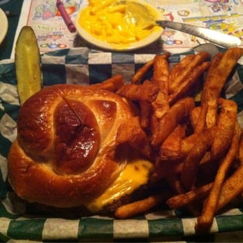 Fat Patty's Huntington - The pretzel patty with fries. Served with American cheese, no veg and a side of honey mustard. - Desserts Near Me - Huntington, West Virginia Fat Patty's Huntington - The pretzel patty with fries. Served with American cheese, no veg and a side of honey mustard. - Desserts Near Me - Huntington, West Virginia