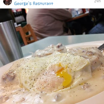 George's Family Restaurant - Half order of biscuits and gravy (3 pieces) 1 egg $5, can you beat that? - American Near Me - Montgomery, Illinois George's Family Restaurant - Half order of biscuits and gravy (3 pieces) 1 egg $5, can you beat that? - American Near Me - Montgomery, Illinois