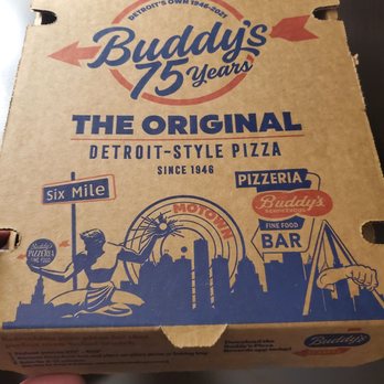 Buddy's Pizza - Dearborn - 4 corner pizza box. - Pizza Near Me - Dearborn, Michigan