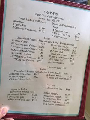 Menu photo 1 Wang's Wok Natalia, TX Menu photo 1 Wang's Wok Natalia, TX