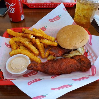 Crazy D's Hot Chicken - One strip and one slider combo with Hot spice level - Chicken Shop Near Me - Reno, Nevada