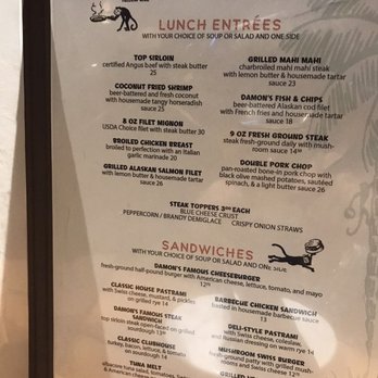 Damon's Steak House - Side two of menu - Steakhouses Near Me - Glendale, California