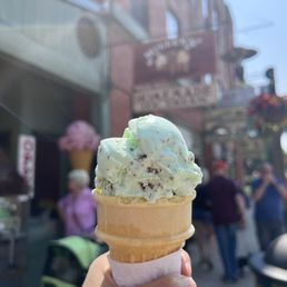 a hand holding an ice cream cone