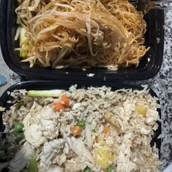 Pad Thai and pineapple "fried" rice