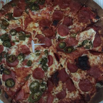 Brickhouse Pizza - Large pep/ pep jalapeños. Arrived a little roughed up but we still enjoyed the pizza - Pizza Near Me - Whittier, California