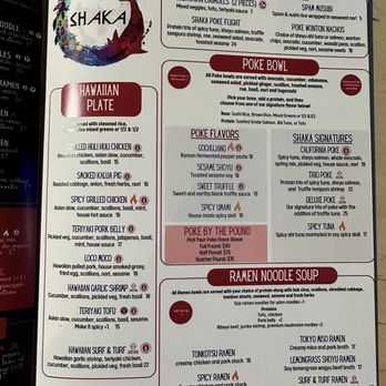 Shaka - menu - Asian Fusion Near Me - Pittsburgh, Pennsylvania