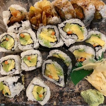 Sakura Sushi - Vegetable Veggie Tempura Roll in the back, Vegetable Roll on the left and Futo Maki on the right! - Sushi Bars Near Me - San Rafael, California Sakura Sushi - Vegetable Veggie Tempura Roll in the back, Vegetable Roll on the left and Futo Maki on the right! - Sushi Bars Near Me - San Rafael, California