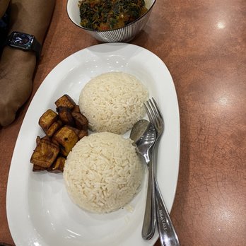 Flo's Grill & Kitchen - Efo riro with rice and plantain - Barbeque Near Me - Woodbridge, Ontario
