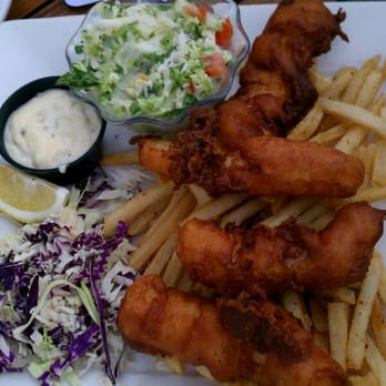 Belmont Brewing - Fish and chips with coleslaw - Breweries Near Me - Long Beach, California