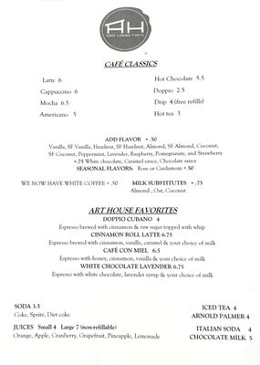 Menu photo 8 Art House Cafe Tacoma, WA Menu photo 8 Art House Cafe Tacoma, WA