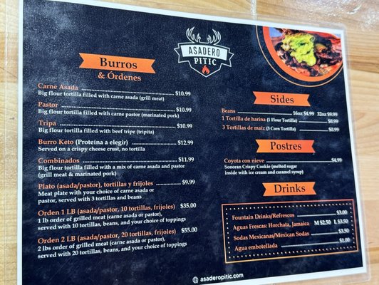 Menu photo 2 Asadero Pitic Phoenix, AZ