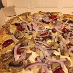 Pizza Hut - Then I gave them a chance on 8/30/2017 and they put pork instead of beef RAW ONIONS!!
