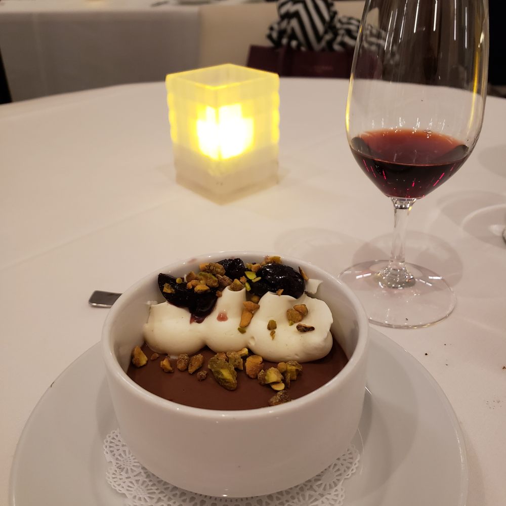 Bacchus - A Bartolotta Restaurant - Decadent chocolate mousse with the best cherries - New American Near Me - Milwaukee, Wisconsin