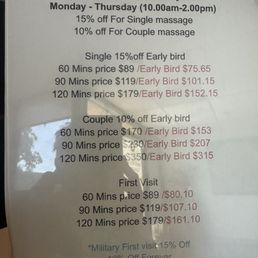 Price List for most services