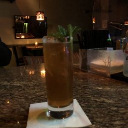 a drink sitting on a table