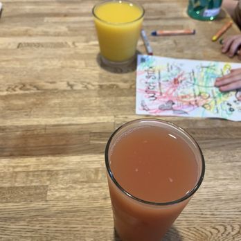 Phoebe's Diner - Natalie's large guava lemonade and small pineapple orange - Breakfast & Brunch Near Me - Austin, Texas Phoebe's Diner - Natalie's large guava lemonade and small pineapple orange - Breakfast & Brunch Near Me - Austin, Texas