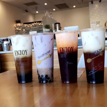 Teaspoon Milpitas - Liquid Gold + Boba, Taro Lover with Taro Chunks, Thai Tea, Liquid Gold + Boba - Coffee & Tea Near Me - Milpitas, California Teaspoon Milpitas - Liquid Gold + Boba, Taro Lover with Taro Chunks, Thai Tea, Liquid Gold + Boba - Coffee & Tea Near Me - Milpitas, California