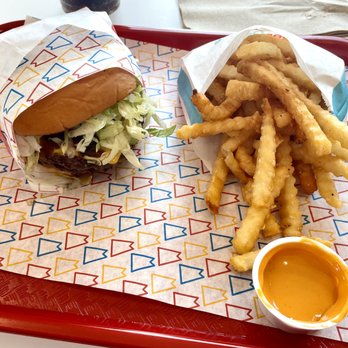 Super Deluxe - Double burger with crispy krinkle cut fries.  Fry Sauce was good, but a little sweet - Burgers Near Me - Bend, Oregon