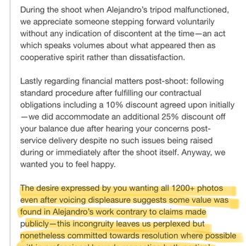 Celestus  Studio - Celestus Studio's dishonest response to our Google review (2/3) - Event Photography Near Me - San José del Cabo, BCS