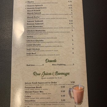 Sheesh Mediterranean Cuisine - Sandwiches/Desserts/Juices/Beverages - Mediterranean Near Me - Livonia, Michigan