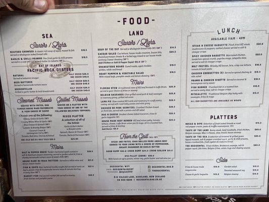 Menu photo 2 The Occidental Auckland, AUK Menu photo 2 The Occidental Auckland, AUK