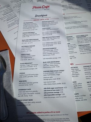 Menu photo 4 Plaza Cafe Downtown Santa Fe, NM