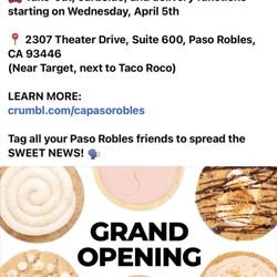 Crumbl - Paso Robles - Grave opening Facebook announcement