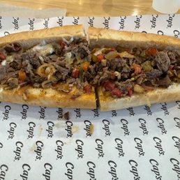 Classic cheesesteak with hot peppers