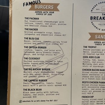 The Breakroom - Menu - American Near Me - Shingle Springs, California The Breakroom - Menu - American Near Me - Shingle Springs, California