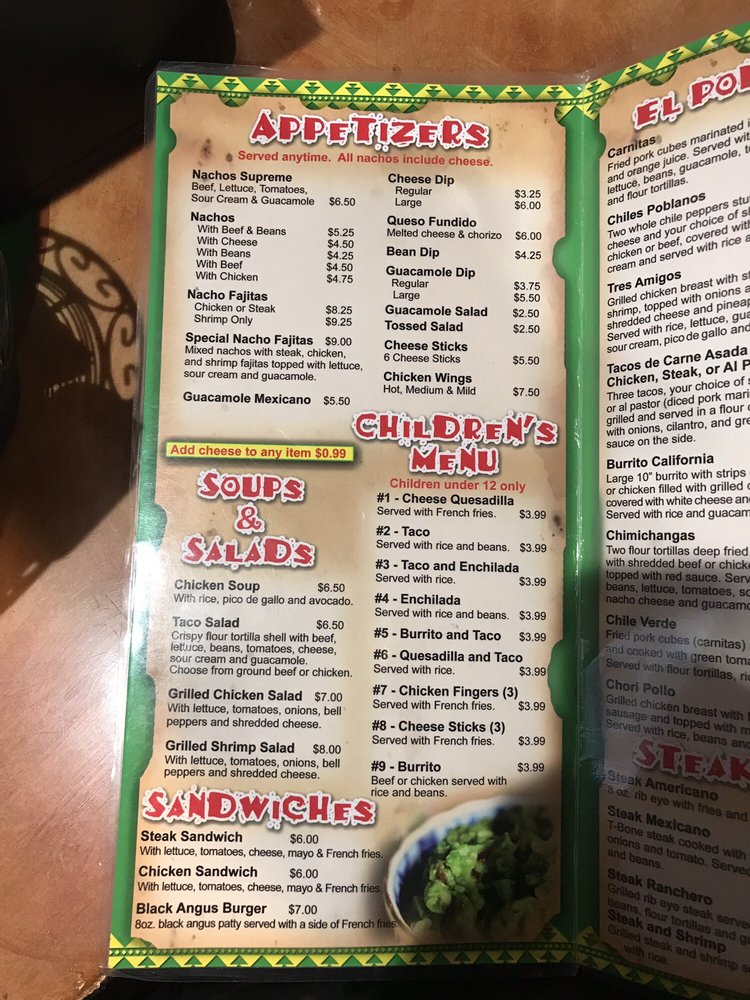 Online Menu of El Poblano Restaurant, Newberry, South Carolina, 29108