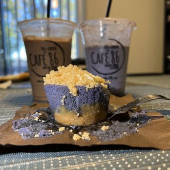 Cafe 86 - Ube Crack Cheesecake , Nutella Blended Latte, Mini Ube Monster Milkshake - Desserts Near Me - Rancho Cucamonga, California Cafe 86 - Ube Crack Cheesecake , Nutella Blended Latte, Mini Ube Monster Milkshake - Desserts Near Me - Rancho Cucamonga, California