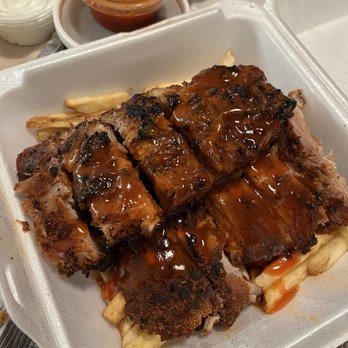 Phil's BBQ - Baby Back Rib and Sweet Baked Beans (Small) with extra BBQ sauce - Barbeque Near Me - San Diego, California