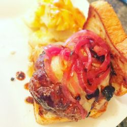 Market 37 - I made this burger with that delicious pineapple teriyaki pork. Dammmn good!