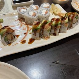 Dragon roll and Philadelphia roll .