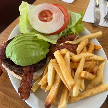 Southshore Cafe - Bacon Cheeseburger w/avo and fries - American Near Me - Alameda, California Southshore Cafe - Bacon Cheeseburger w/avo and fries - American Near Me - Alameda, California