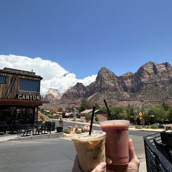Canyon Coffee - Honey Cinnamon Latte & Strawberry Banana Smoothie - Coffee & Tea Near Me - Springdale, Utah Canyon Coffee - Honey Cinnamon Latte & Strawberry Banana Smoothie - Coffee & Tea Near Me - Springdale, Utah