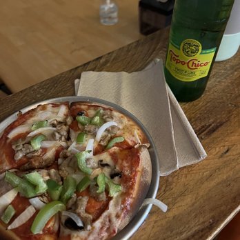 Summer Fox Brewing - 7" Combo pizza and a topo chico - Brewpubs Near Me - Fresno, California Summer Fox Brewing - 7" Combo pizza and a topo chico - Brewpubs Near Me - Fresno, California