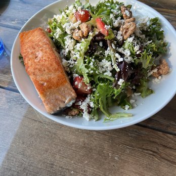 Riviera House - Strawberry feta salad with salmon - Seafood Near Me - Redondo Beach, California Riviera House - Strawberry feta salad with salmon - Seafood Near Me - Redondo Beach, California