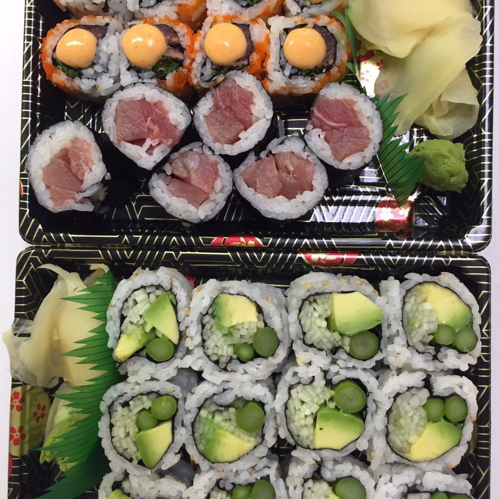 Sakura Sushi - Take out rolls. From top: pepper tun, tuna, and vegetable rolls - Japanese Near Me - Manalapan Township, New Jersey Sakura Sushi - Take out rolls. From top: pepper tun, tuna, and vegetable rolls - Japanese Near Me - Manalapan Township, New Jersey