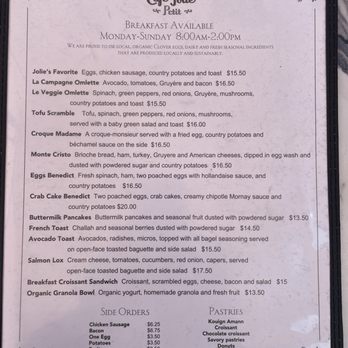 Cafe Jolie Petit - Menu 6/19/2024 - Coffee & Tea Near Me - Alameda, California