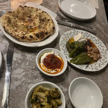 Carmel - Bread, spicy plate with feta, grilled peppers, and olives - Mediterranean Near Me - Los Angeles, California Carmel - Bread, spicy plate with feta, grilled peppers, and olives - Mediterranean Near Me - Los Angeles, California