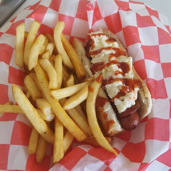 Curbside Cravin's - Bleu Devil Dog is full of flavors, who would have thought to put these ingredients together!!! - Food Trucks Near Me