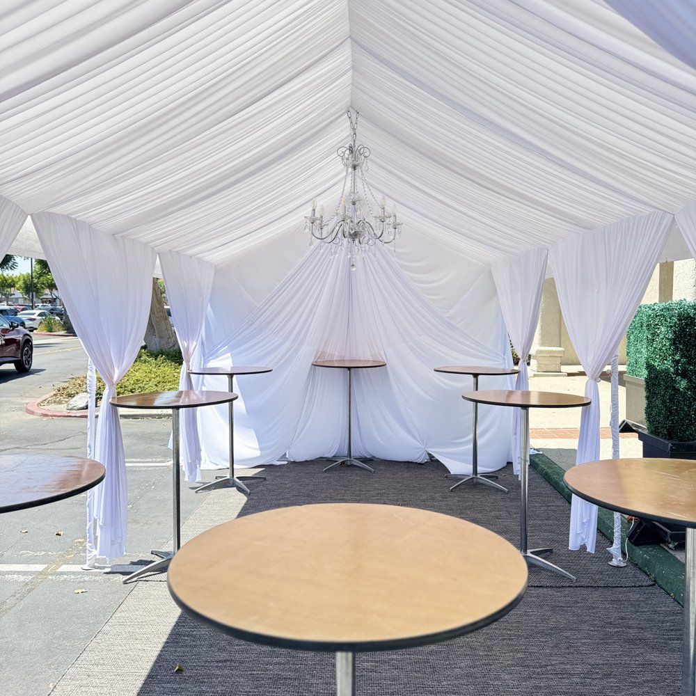 Maggies Party Rentals - 10x20 tent with tables and upgraded draping - Party Equipment Rentals Near Me Maggies Party Rentals - 10x20 tent with tables and upgraded draping - Party Equipment Rentals Near Me