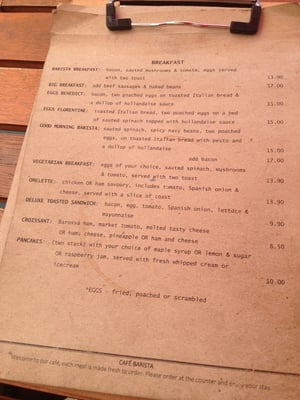 Menu photo 2 Cafe Barista Glenelg, SA