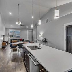 Dovetail Home Designs - Great room, Repose grey.