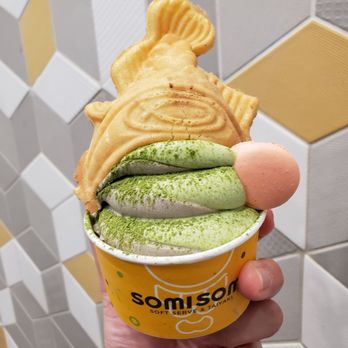 Somisomi - Matcha & oreo with taro filled taiyaki topped with matcha powder! It was GREAT!!! - Desserts Near Me - Cupertino, California Somisomi - Matcha & oreo with taro filled taiyaki topped with matcha powder! It was GREAT!!! - Desserts Near Me - Cupertino, California