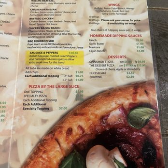 Papa Seans Homemade Pizza - Menu2 - Pizza Near Me - Baldwin, Florida